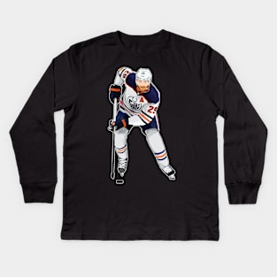 Leon Draisaitl #29 Skates The Puck Kids Long Sleeve T-Shirt